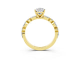 Yellow gold Pear Cut Moissanite Solitaire with Side Stones on a Pavé Band and Four-Prong Setting_3