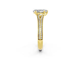 Yellow gold Pear Cut Moissanite Split Shank Engagement Ring with Pavé Band_2