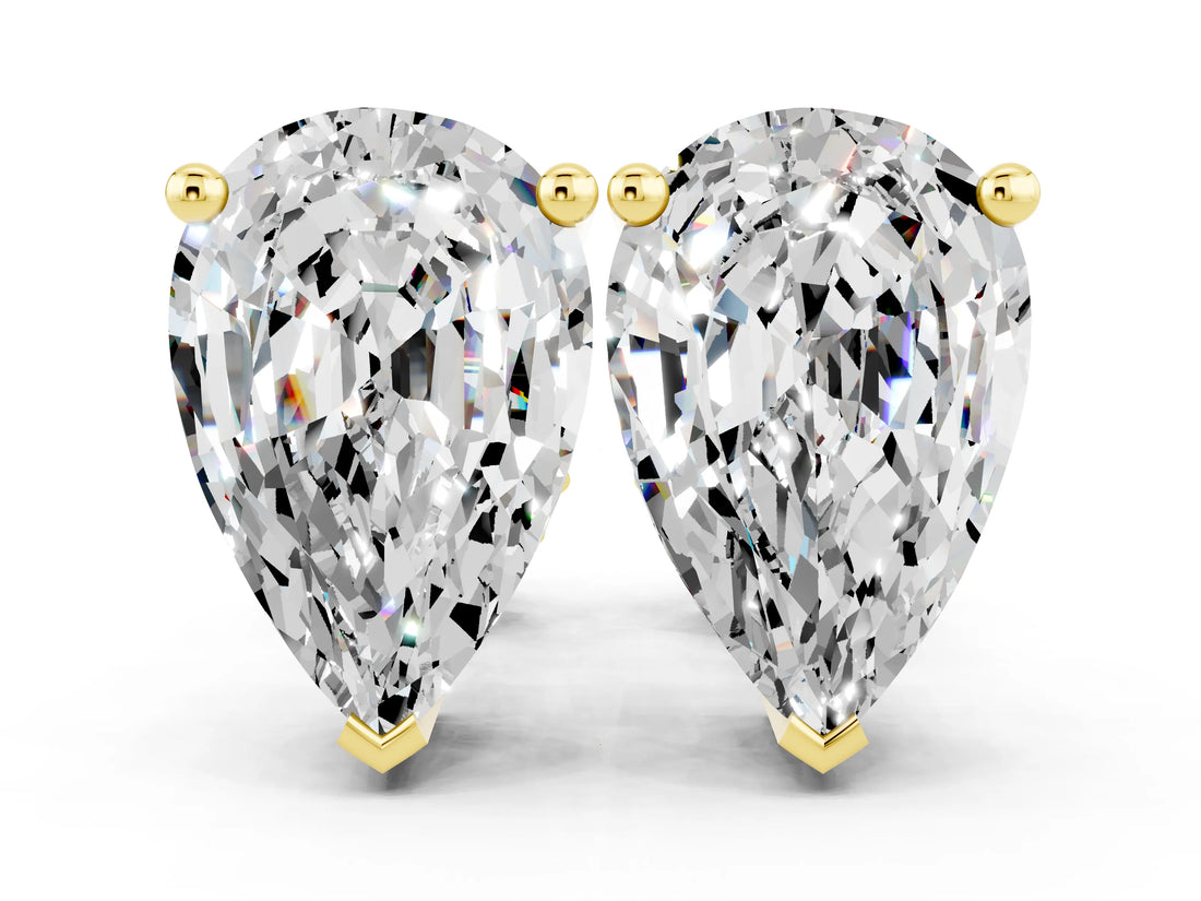 Yellow gold Pear Cut Moissanite Stud Earrings_18