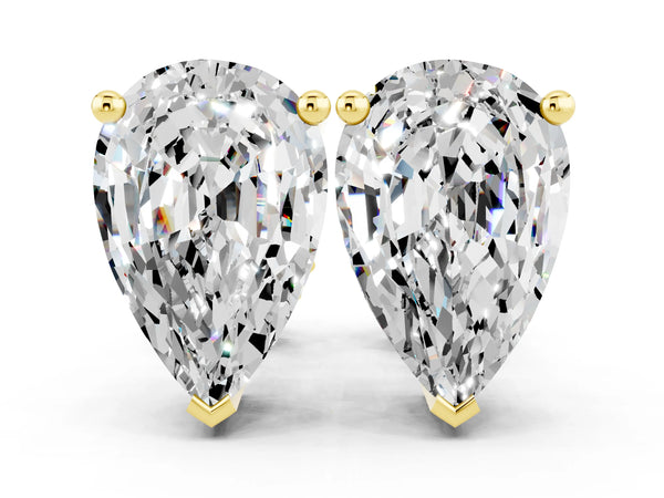 Yellow gold Pear Cut Moissanite Stud Earrings