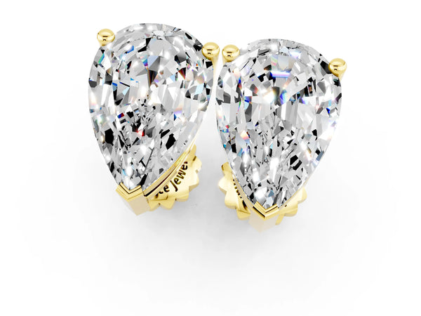 Yellow gold Pear Cut Moissanite Stud Earrings