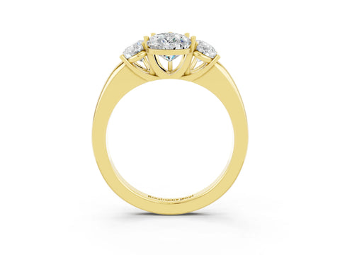 Yellow gold Pear Cut Moissanite Three-Stone Ring with Four-Prong Setting and Classic Band_3