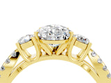 Yellow gold Pear Cut Moissanite Three-Stone Ring with Pavé Split Shank and Four-Prong Setting_16