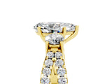 Yellow gold Pear Cut Moissanite Three-Stone Ring with Pavé Split Shank and Four-Prong Setting_17