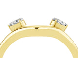 Yellow gold Pear Cut Moissanite Two-Stone Open Band Ring with Prong Setting_10