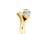 Yellow gold Pear Cut Moissanite Two-Stone Open Band Ring with Prong Setting_11