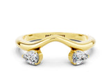 Yellow gold Pear Cut Moissanite Two-Stone Open Band Ring with Prong Setting_6