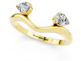 Yellow gold Pear Cut Moissanite Two-Stone Open Band Ring with Prong Setting_7