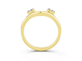 Yellow gold Pear Cut Moissanite Two-Stone Open Band Ring with Prong Setting_9