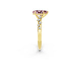 Yellow gold Pear Cut Morganite Cluster Side Stone Solitaire Ring with Prong Setting_26
