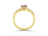 Yellow gold Pear Cut Morganite Cluster Side Stone Solitaire Ring with Prong Setting_27