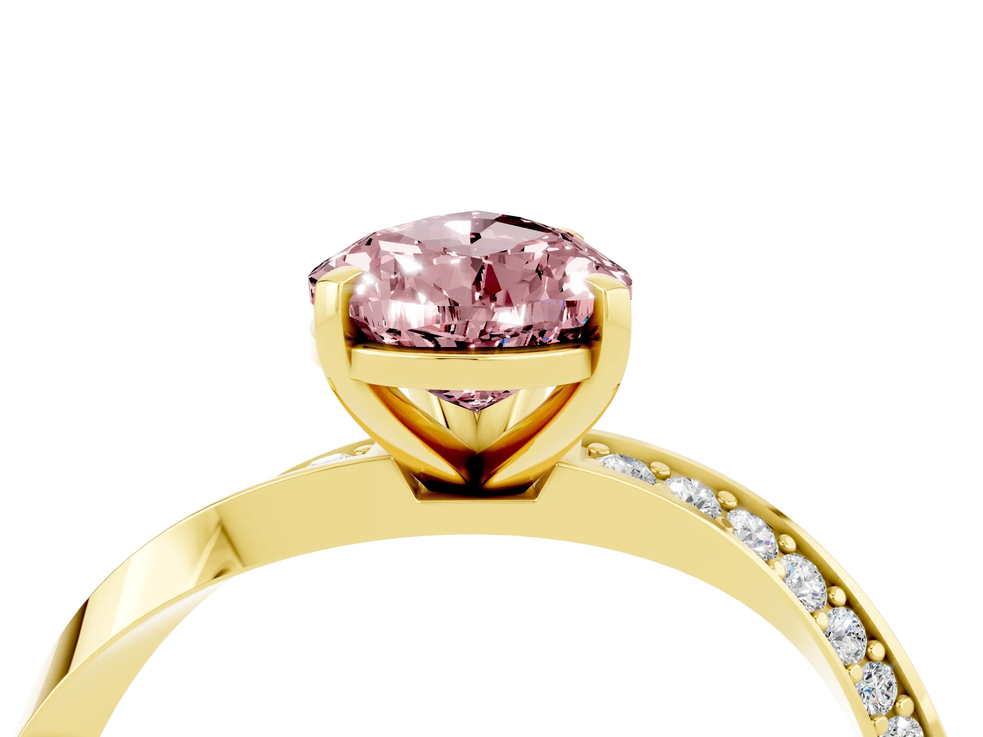 Yellow gold Pear Cut Morganite Engagement Ring with Side Stone Accents and Four-Prong Setting_31