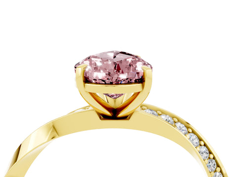Yellow gold Pear Cut Morganite Engagement Ring with Side Stone Accents and Four-Prong Setting_31