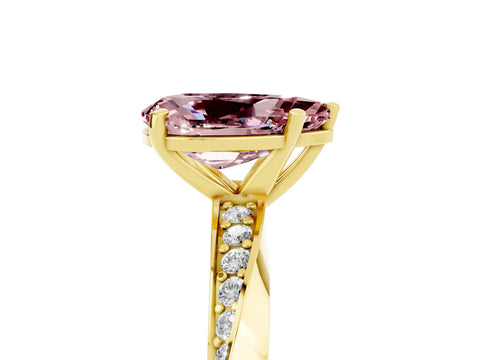 Yellow gold Pear Cut Morganite Engagement Ring with Side Stone Accents and Four-Prong Setting_32