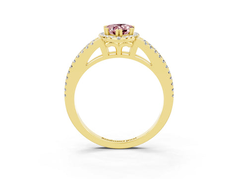 Yellow gold Pear Cut Morganite Halo Split Shank Engagement Ring_15
