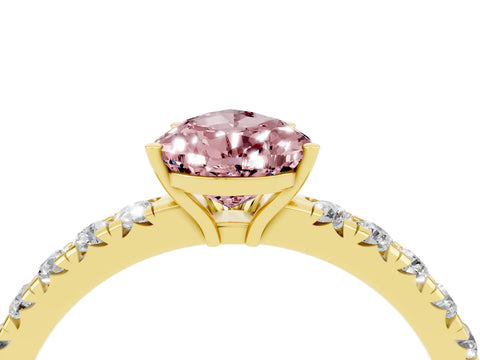 Yellow gold Pear Cut Morganite Pavé Solitaire Engagement Ring with Four-Prong Setting_16