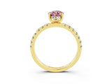Yellow gold Pear Cut Morganite Pave Band Solitaire Ring with Four-Prong Setting_27