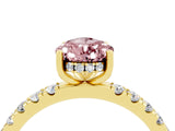 Yellow gold Pear Cut Morganite Pave Band Solitaire Ring with Four-Prong Setting_28