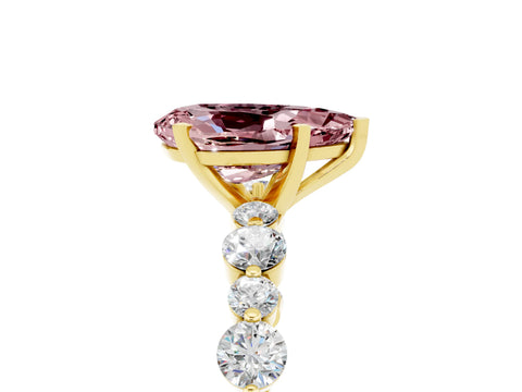 Yellow gold Pear Cut Morganite Prong Set Engagement Ring with Pavé Band_5