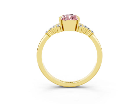 Yellow gold Pear Cut Morganite Ring with Side Stones and Four-Prong Setting_39