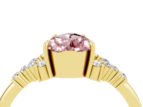 Yellow gold Pear Cut Morganite Ring with Side Stones and Four-Prong Setting_40