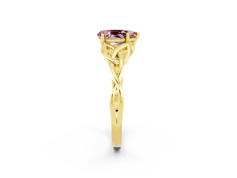Yellow gold Pear Cut Morganite Solitaire Celtic Knot Ring with Four-Prong Setting_14