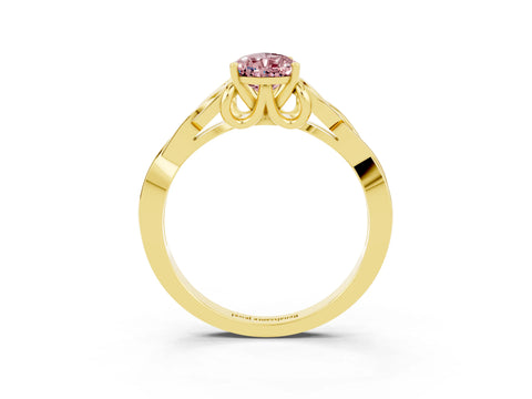 Yellow gold Pear Cut Morganite Solitaire Celtic Knot Ring with Four-Prong Setting_15