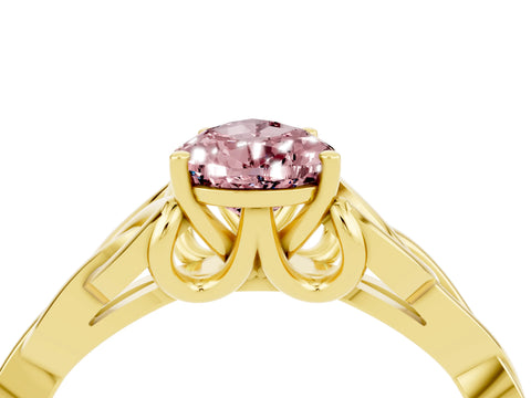 Yellow gold Pear Cut Morganite Solitaire Celtic Knot Ring with Four-Prong Setting_16