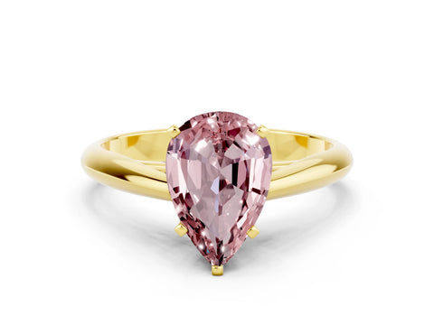 Yellow gold Pear Cut Morganite Solitaire Engagement Ring with Cathedral Setting and Four-Prong Mount_12
