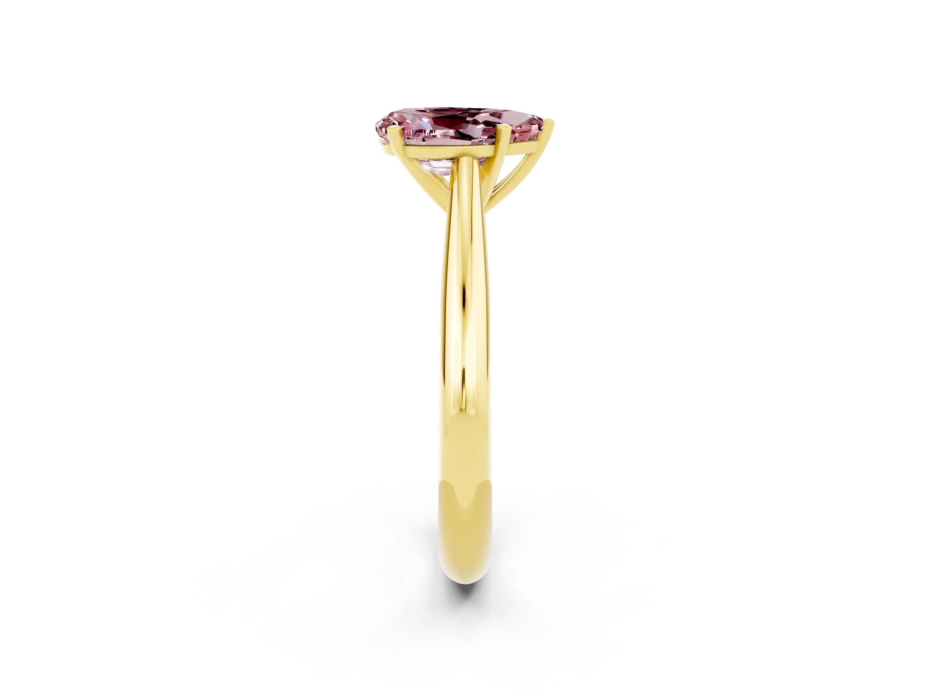 Yellow gold Pear Cut Morganite Solitaire Engagement Ring with Cathedral Setting and Four-Prong Mount_14