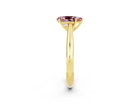 Yellow gold Pear Cut Morganite Solitaire Engagement Ring with Cathedral Setting and Four-Prong Mount_14