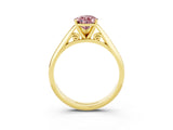 Yellow gold Pear Cut Morganite Solitaire Engagement Ring with Cathedral Setting and Four-Prong Mount_21