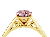 Yellow gold Pear Cut Morganite Solitaire Engagement Ring with Cathedral Setting and Four-Prong Mount_22
