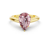 Yellow gold Pear Cut Morganite Solitaire Engagement Ring with Cathedral Setting and Four-Prong Mount_24