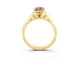 Yellow gold Pear Cut Morganite Solitaire Engagement Ring with Cathedral Setting and Four-Prong Mount_27
