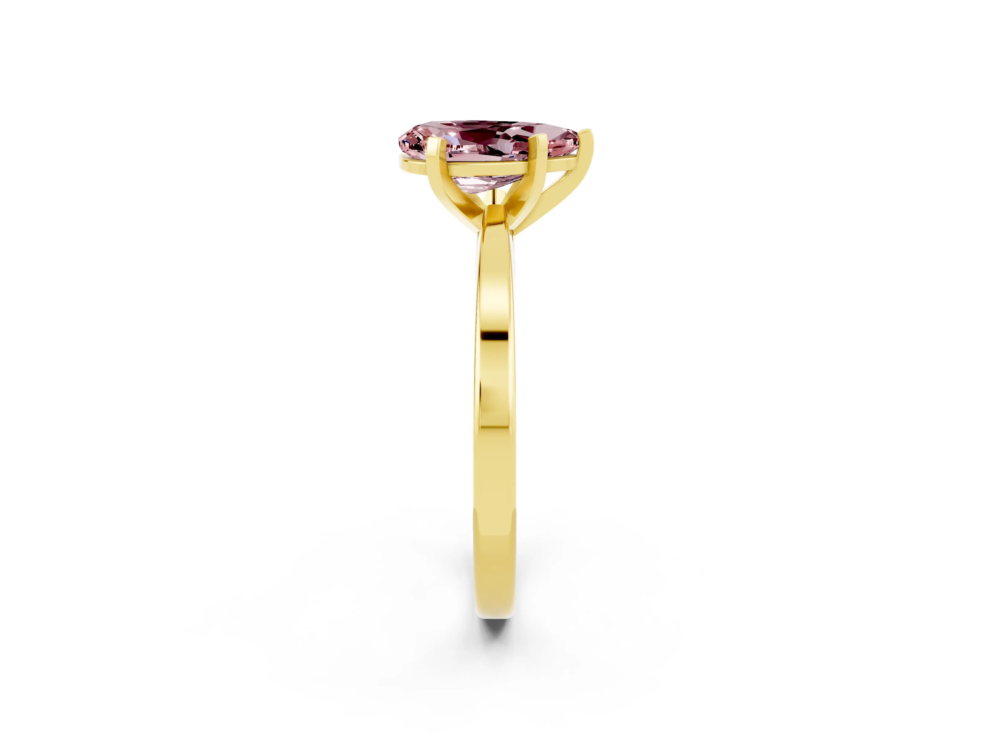 Yellow gold Pear Cut Morganite Solitaire Engagement Ring with Classic Band and Four-Prong Setting_26
