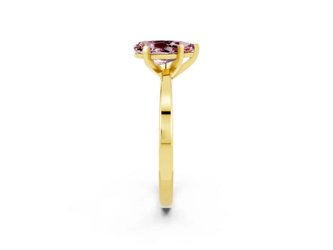 Yellow gold Pear Cut Morganite Solitaire Engagement Ring with Classic Band and Four-Prong Setting_26