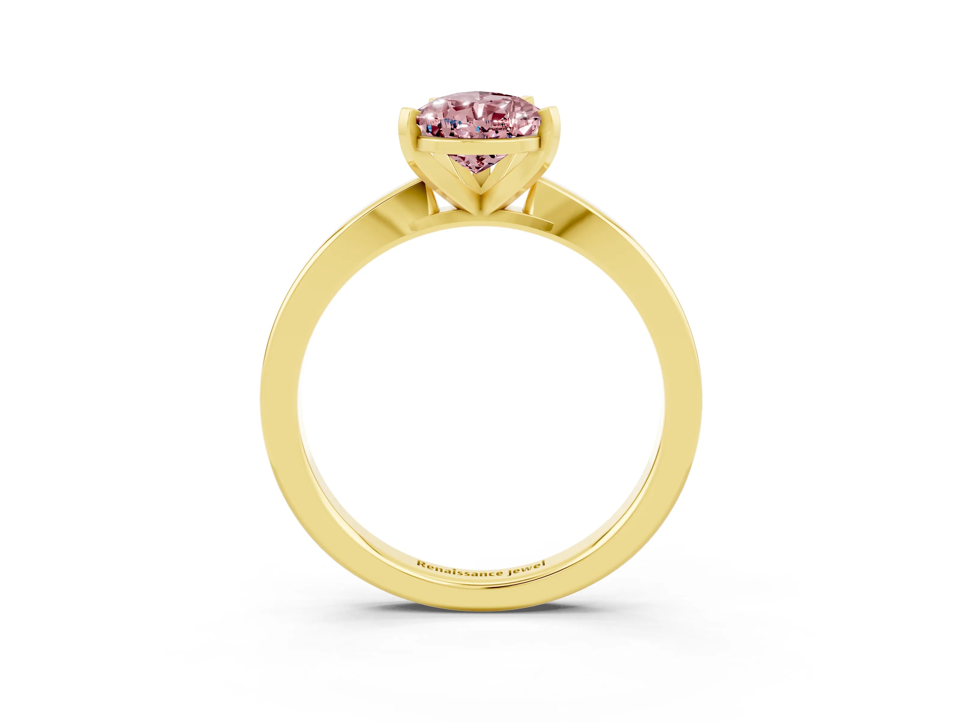Yellow gold Pear Cut Morganite Solitaire Engagement Ring with Classic Band and Four-Prong Setting_27