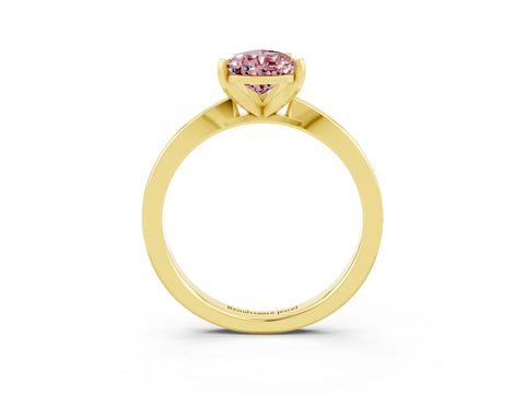 Yellow gold Pear Cut Morganite Solitaire Engagement Ring with Classic Band and Four-Prong Setting_27
