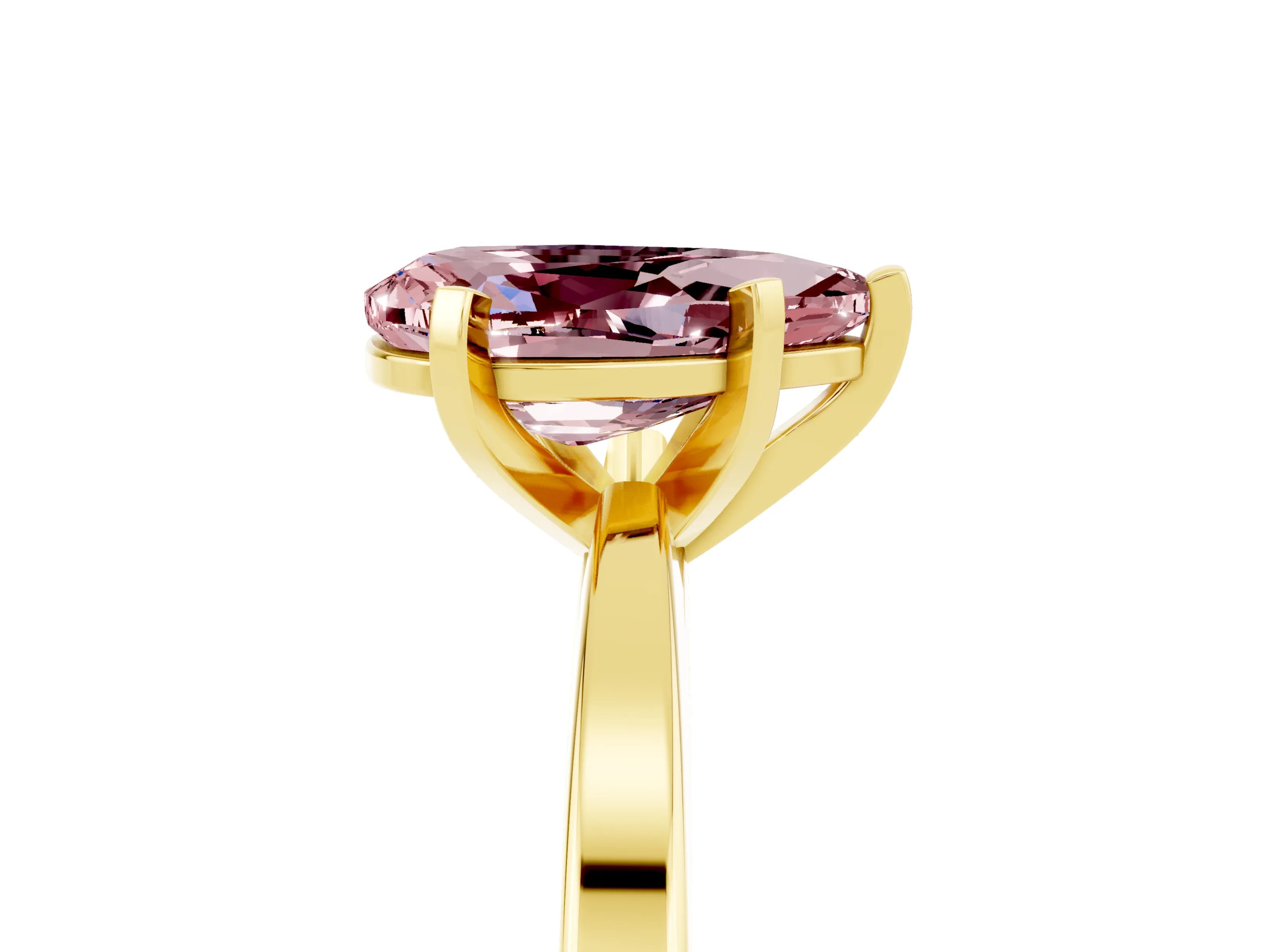 Yellow gold Pear Cut Morganite Solitaire Engagement Ring with Classic Band and Four-Prong Setting_29