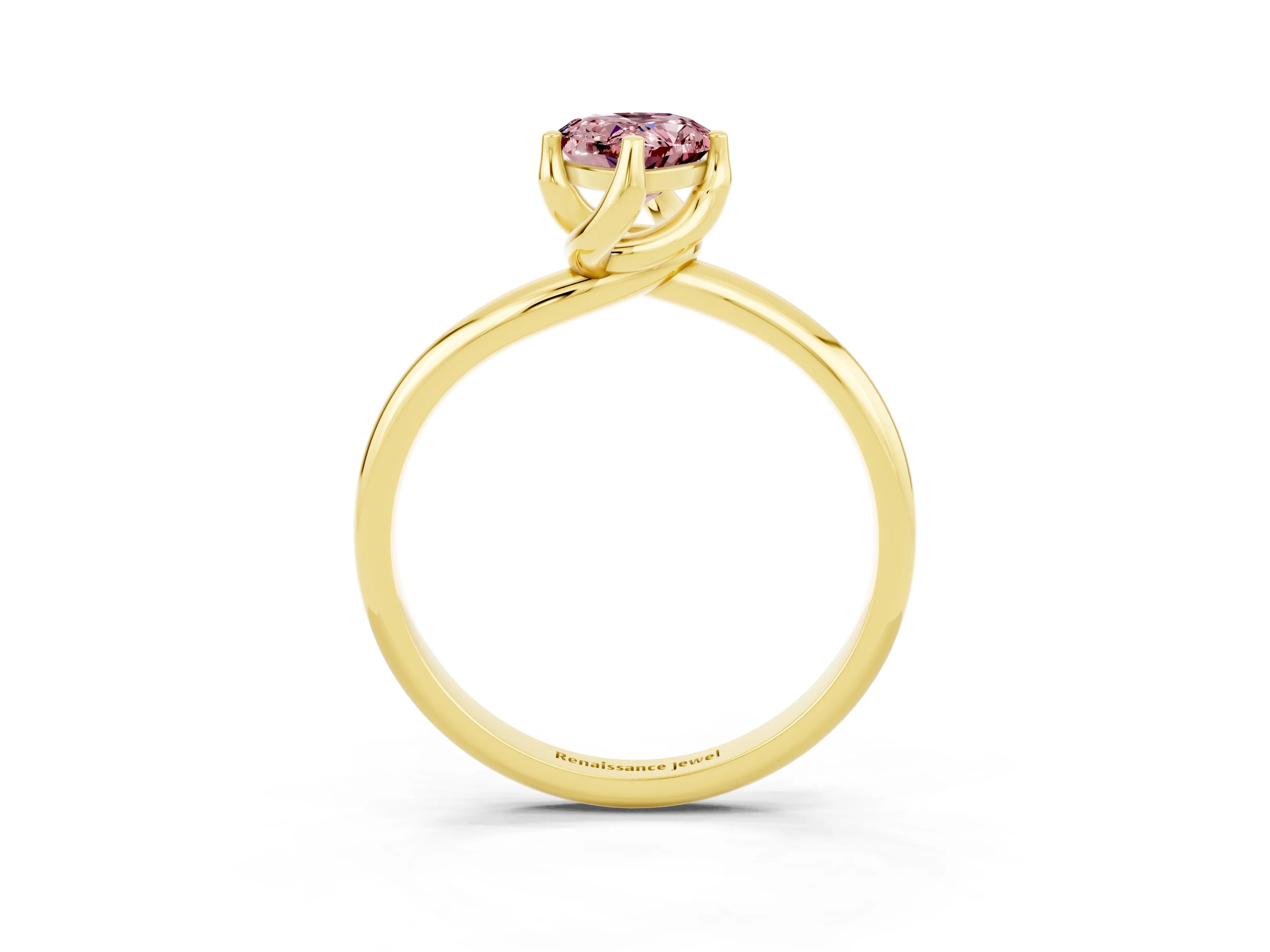 Yellow gold Pear Cut Morganite Solitaire Engagement Ring with Four-Prong Setting and Classic Band_15