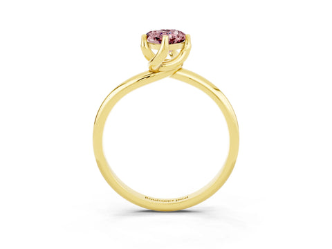 Yellow gold Pear Cut Morganite Solitaire Engagement Ring with Four-Prong Setting and Classic Band_15