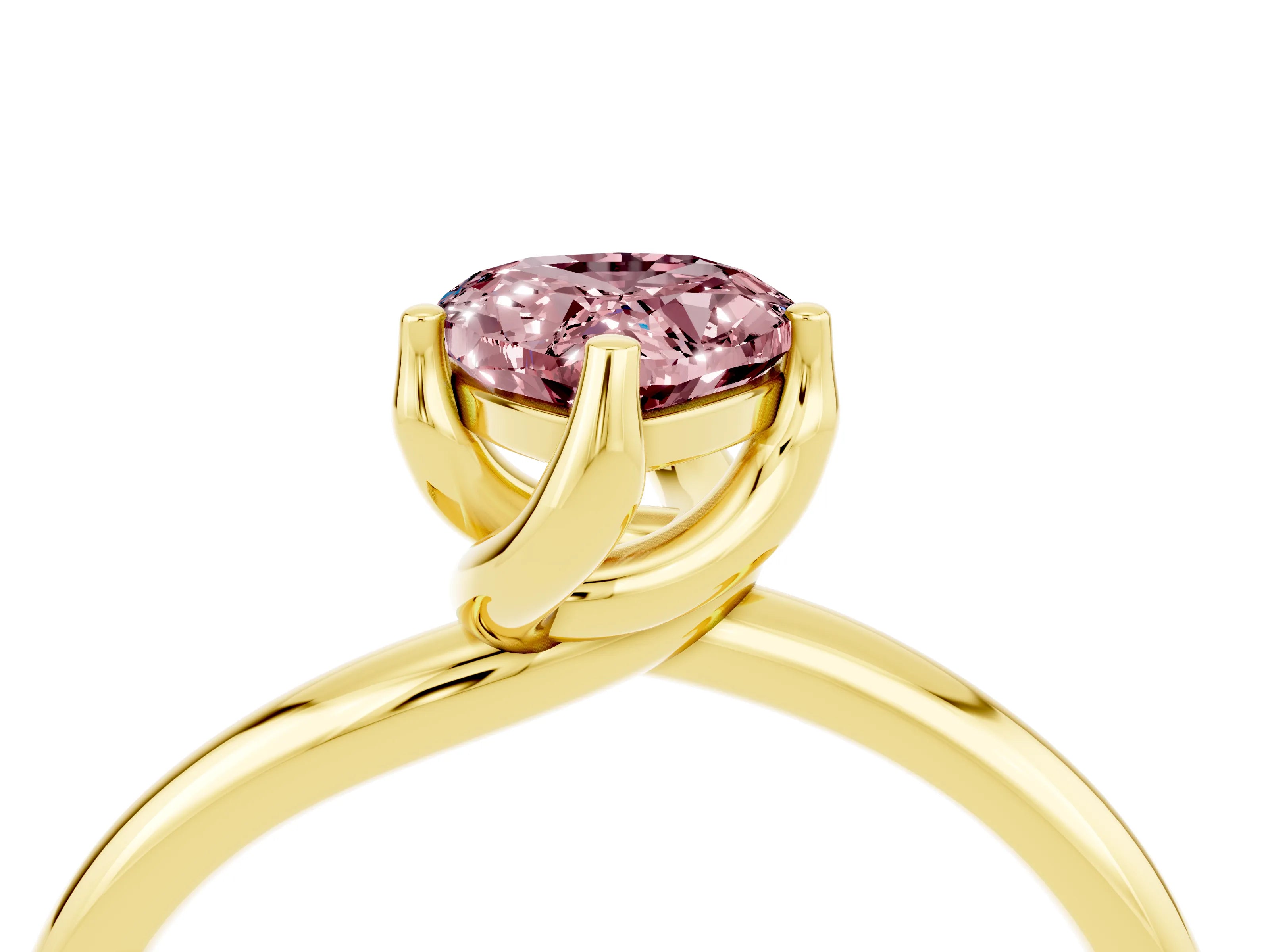 Yellow gold Pear Cut Morganite Solitaire Engagement Ring with Four-Prong Setting and Classic Band_16
