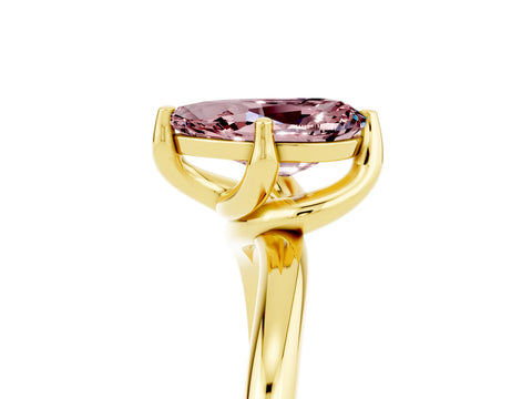 Yellow gold Pear Cut Morganite Solitaire Engagement Ring with Four-Prong Setting and Classic Band_17