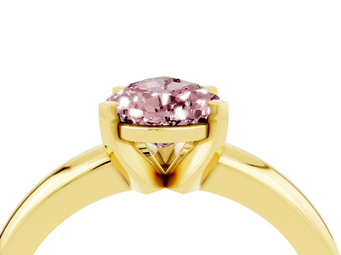 Yellow gold Pear Cut Morganite Solitaire Engagement Ring with Round Band and Four-Prong Setting_4