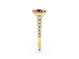 Yellow gold Pear Cut Morganite Solitaire Ring with Cathedral Setting and Pavé Band_2