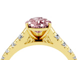 Yellow gold Pear Cut Morganite Solitaire Ring with Cathedral Setting and Pavé Band_4