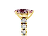 Yellow gold Pear Cut Morganite Solitaire Ring with Cathedral Setting and Pavé Band_5