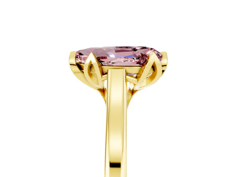 Yellow gold Pear Cut Morganite Solitaire Ring with Flower Prong Setting and Classic Band_17
