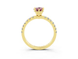 Yellow gold Pear Cut Morganite Solitaire Ring with Pavé Accents and Four-Prong Setting_3